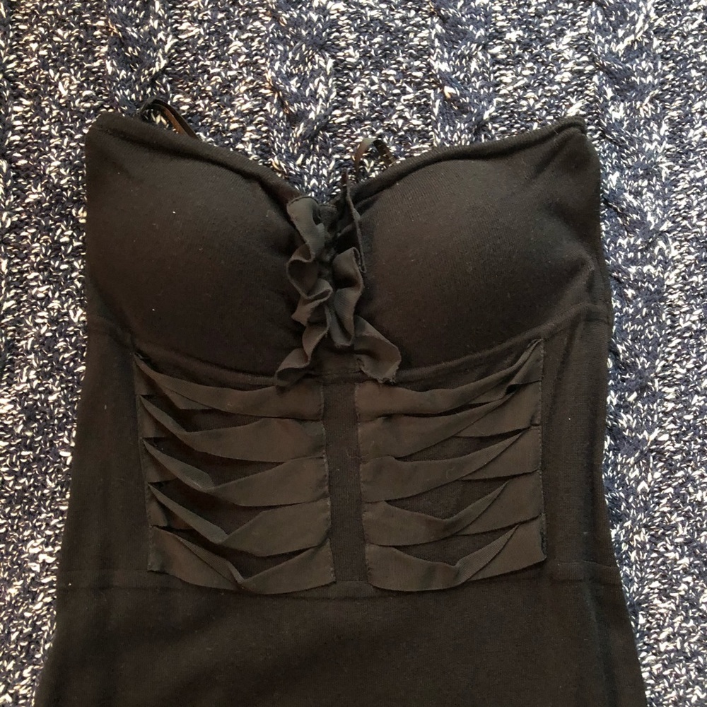 Black Ruffle Tube Dress - Picture 3 of 5